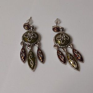 Green And Orange Dangle Earrings